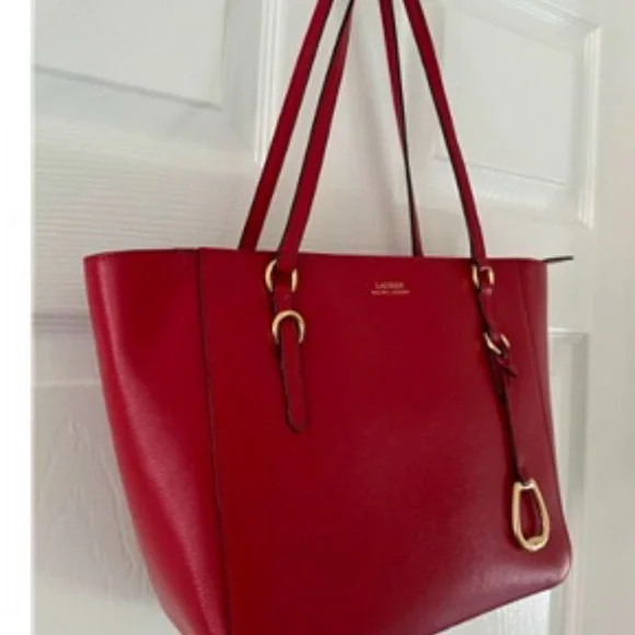 Ralph Lauren Red Leather Tote Bag - Picture 4 of 6